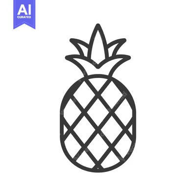 Popular premium asset: Black and White Line Drawing of a Pineapple