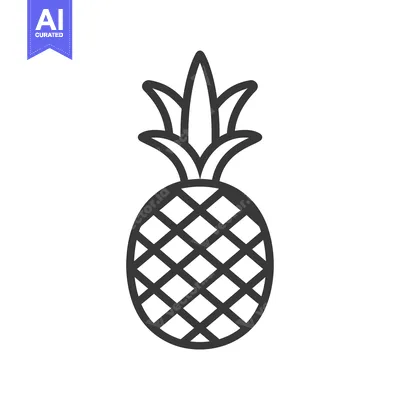 Premium design asset: Black and White Line Drawing of a Pineapple