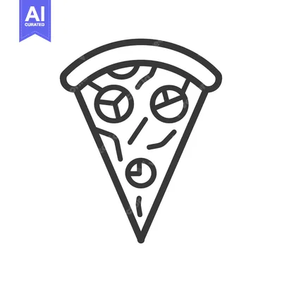 Aset premium populer: Black and White Line Drawing of a Pizza Slice with Toppings