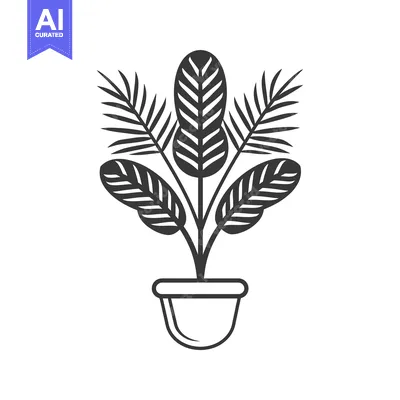 Aset premium populer: Black and White Line Drawing of a Plant in a Pot