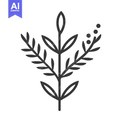 Aset premium populer: Black and White Line Drawing of a Plant with Berries