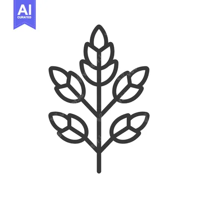 Popular premium asset: Black and White Line Drawing of a Plant with Five Leaves