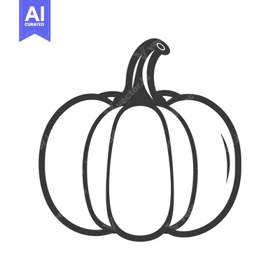 Premium design asset: Black and White Line Drawing of a Pumpkin