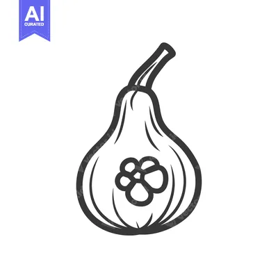 Premium design asset: Black and White Line Drawing of a Pumpkin with a Seed Inside