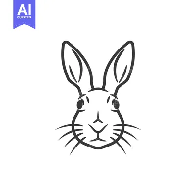 Aset premium populer: Black and White Line Drawing of a Rabbit's Face