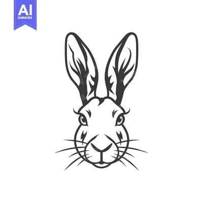 Popular premium asset: Black and White Line Drawing of a Rabbit's Face