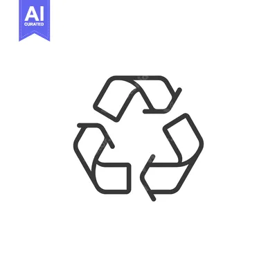 Black and White Line Drawing of a Recycle Symbol