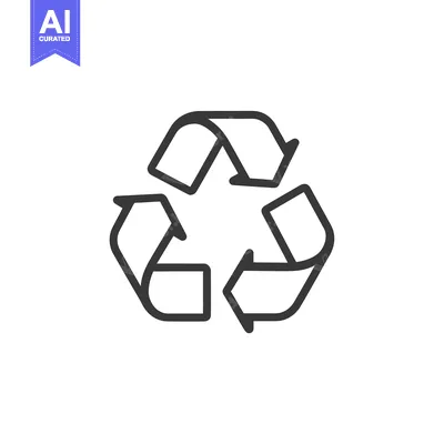 Aset desain premium: Black and white line drawing of a recycle symbol