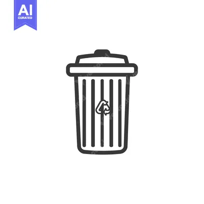 Aset desain premium: Black and White Line Drawing of a Recycling Bin