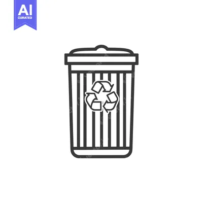 Aset premium populer: Black and White Line Drawing of a Recycling Bin