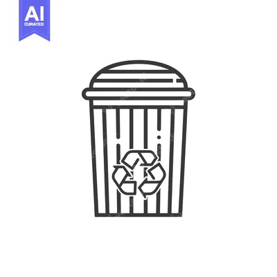 Aset premium populer: Black and White Line Drawing of a Recycling Bin