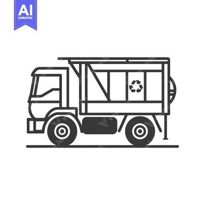 Aset premium populer: Black and White Line Drawing of a Recycling Truck