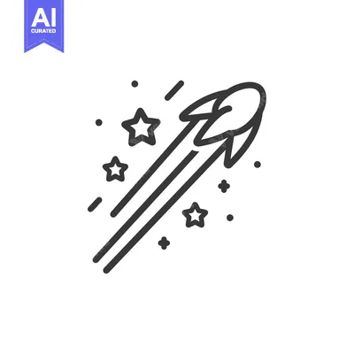 Popular premium asset: Black and White Line Drawing of a Rocket with Stars