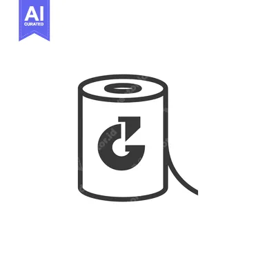 Popular premium asset: Black and White Line Drawing of a Roll of Tape with a "G" in the Cente