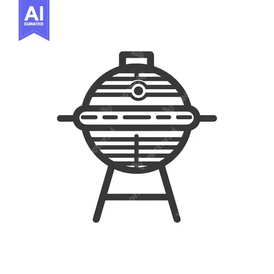 Aset premium populer: Black and White Line Drawing of a Round Grill