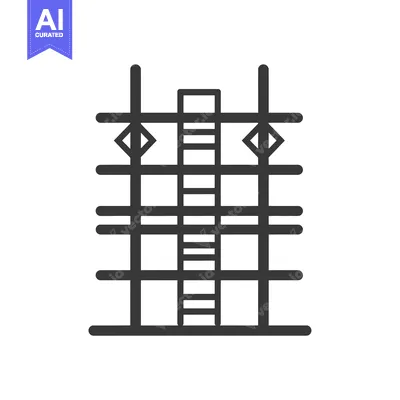 Aset premium populer: Black and White Line Drawing of a Scaffolding Structure
