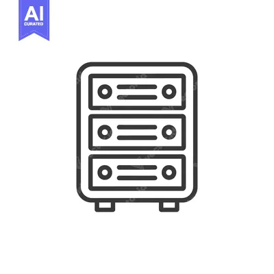 Black and White Line Drawing of a Server Rack