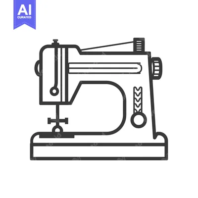 Aset premium populer: Black and White Line Drawing of a Sewing Machine