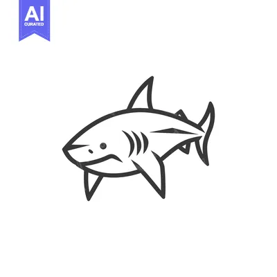Popular premium asset: Black and white line drawing of a shark