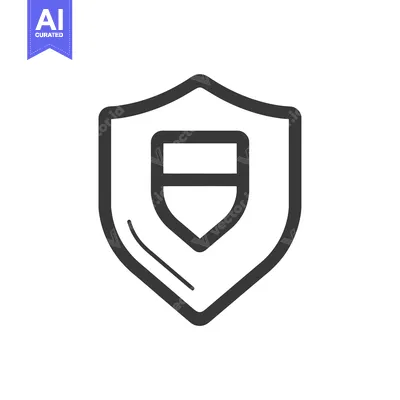 Aset desain premium: Black and white line drawing of a shield with a smaller shield inside