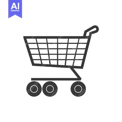 Premium design asset: Black and White Line Drawing of a Shopping Cart