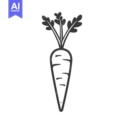 Aset premium populer: Black and white line drawing of a single carrot