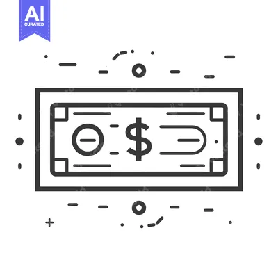 Aset premium populer: Black and White Line Drawing of a Single Dollar Bill