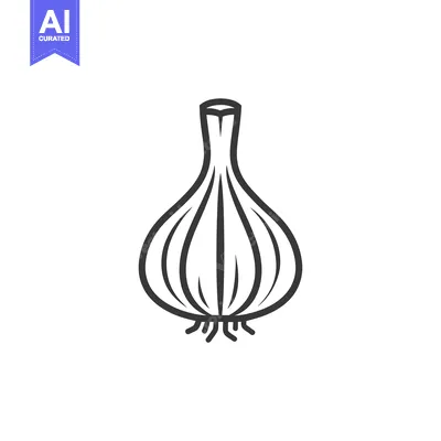 Aset premium populer: Black and White Line Drawing of a Single Garlic Bulb
