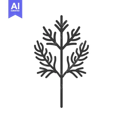 Premium design asset: Black and White Line Drawing of a Single Sprig of Dill