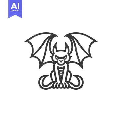 Popular premium asset: Black and White Line Drawing of a Sitting Dragon with Wings