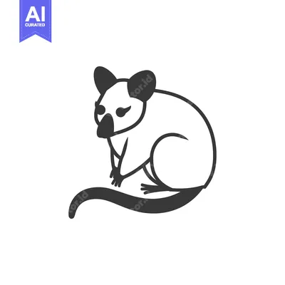Popular premium asset: Black and White Line Drawing of a Sitting Lemur