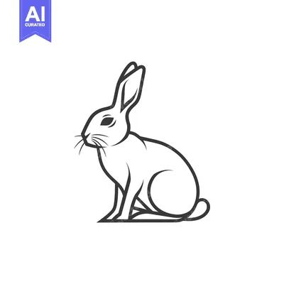 Aset premium populer: Black and White Line Drawing of a Sitting Rabbit