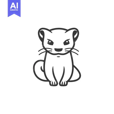 Popular premium asset: Black and White Line Drawing of a Sitting Weasel