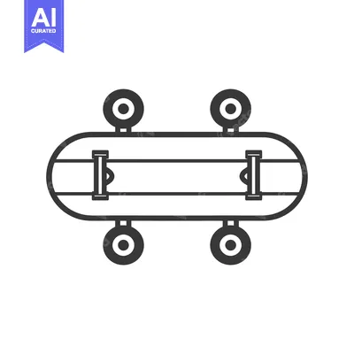 Aset premium populer: Black and White Line Drawing of a Skateboard