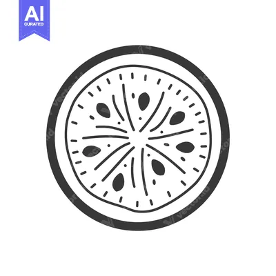 Popular premium asset: Black and White Line Drawing of a Sliced Kiwi