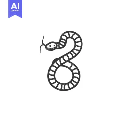 Popular premium asset: Black and White Line Drawing of a Snake Coiled in a Circle