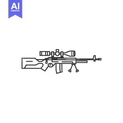Aset premium populer: Black and White Line Drawing of a Sniper Rifle with Scope
