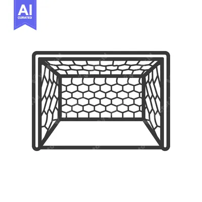 Aset desain premium: Black and white line drawing of a soccer goal