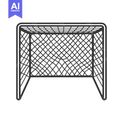 Aset desain premium: Black and White Line Drawing of a Soccer Goal