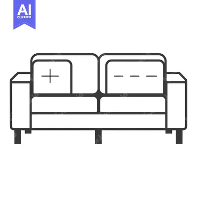 Aset desain premium: Black and White Line Drawing of a Sofa