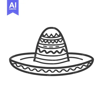 Aset premium populer: Black and White Line Drawing of a Sombrero