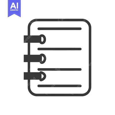 Aset desain premium: Black and White Line Drawing of a Spiral Notebook