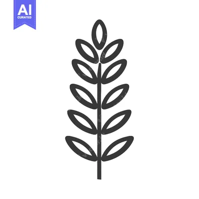 Aset desain premium: Black and White Line Drawing of a Sprig of Leaves