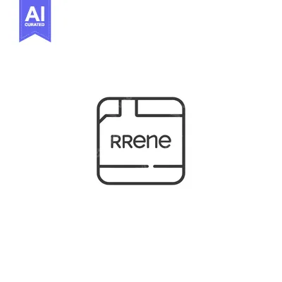 Aset premium populer: Black and White Line Drawing of a Square with the Word RRene Inside