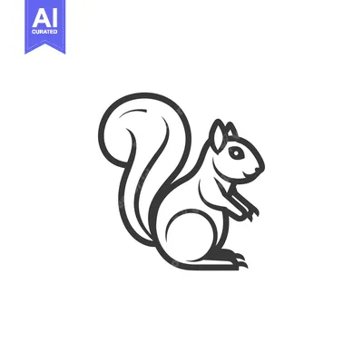 Aset premium populer: Black and White Line Drawing of a Squirrel