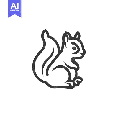 Aset premium populer: Black and White Line Drawing of a Squirrel
