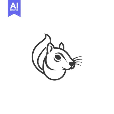 Premium design asset: Black and White Line Drawing of a Squirrel's Head