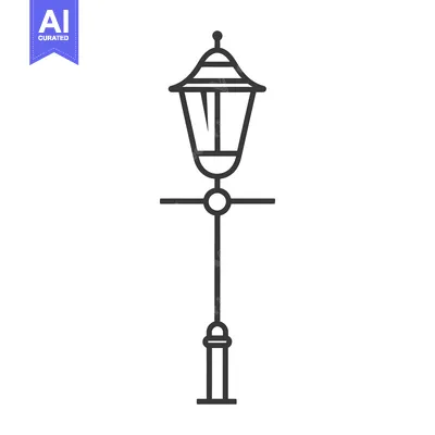 Aset premium populer: Black and White Line Drawing of a Street Lamp