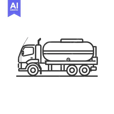 Aset premium populer: Black and White Line Drawing of a Tanker Truck