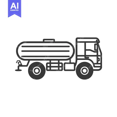 Premium design asset: Black and White Line Drawing of a Tanker Truck